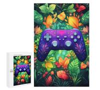 Rompecabezas 1000 PCS para Adolescentes Vibrant Floral Game Controller Artwork Rompecabezas para Adultos Juego Familiar Carrera De Velocidad De Manos Regalos para Reducir El Estrés 1000 PCS