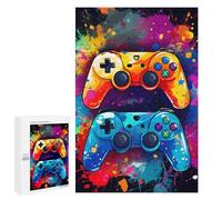 Rompecabezas 1000 PCS para Adolescentes Vibrant Gaming Controllers Artwork -7 Rompecabezas para Adultos Juegos Relajantes Decoración Interacción Entre Padres E Hijos 1000 PCS