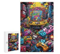 Rompecabezas 1000 PCS para Adolescentes Vibrant Gaming Device Collage -1 Rompecabezas para Adultos Juegos Relajantes Decoración Interacción Entre Padres E Hijos 1000 PCS