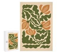Rompecabezas 1000 PCS para Adolescentes Vibrant Orange Floral Illustration - Modern Botanical Wall Art Print Rompecabezas para Adultos Juegos Familiares Carrera De Velocidad De Manos para Cumpleaños,