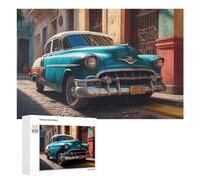 Rompecabezas 1000 PCS para Adolescentes Vintage Car in Historic Street Rompecabezas Juegos Relajantes Mejora La Memoria Oferta como Regalos para Toda La Familia 1000 PCS