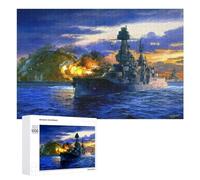 Rompecabezas 1000 PCS para Adolescentes Warship Battle Scene Painting Rompecabezas para Adultos Juegos Divertidos Una Obra De Arte Ayuda A Ejercitar El Cerebro 1000 PCS