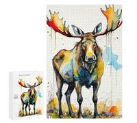 Rompecabezas 1000 PCS para Adolescentes Watercolor Moose Rompecabezas para Adultos Juego Práctico Arte De Pared Desafiante De Completar 1000 PCS