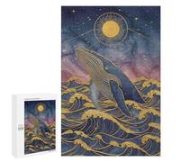Rompecabezas 1000 PCS para Adolescentes Whale in Ocean with Golden Sun Rompecabezas para Adultos Juegos Familiares Carrera De Velocidad De Manos para Cumpleaños, Navidad 1000 PCS