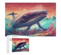 Rompecabezas 1000 PCS para Adolescentes Whale in Vibrant Ocean Scene Rompecabezas para Adultos Juguete Decoración De Pared Mejora La Memoria Ayuda A Ejercitar El Cerebro 1000 PCS