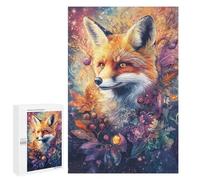 Rompecabezas 1000 PCS para Adolescentes Whimsical Fox with Flowers and Berries - Vibrant Digital Airbrush Art Rompecabezas para Adultos Juego Práctico Decoración del Hogar Cumpleañ