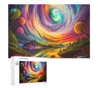Rompecabezas 1000 PCS para Adolescentes Whirling Rainbow Portal in Fantasy Landscape Rompecabezas para Adolescentes Juegos Divertidos Ensamblaje De Patrones Ayuda Al Cerebro A Ejercitarse 1000 PCS