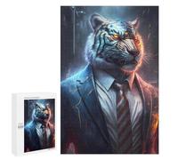 Rompecabezas 1000 PCS para Adolescentes White Boss Tiger in Suit Rompecabezas Juego De Ingenio Aliviador De Estrés Desafiante para Completar 1000 PCS