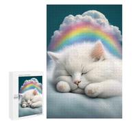 Rompecabezas 1000 PCS para Adolescentes White Kitten Sleeping Rompecabezas DIY Juguetes Una Obra De Arte como Regalo para Toda La Familia 1000 PCS