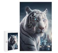 Rompecabezas 1000 PCS para Adolescentes White Tiger in The City Rompecabezas para Adultos Juego Familiar Decoración del Hogar para Cumpleaños, Navidad 1000 PCS