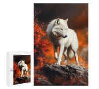 Rompecabezas 1000 PCS para Adolescentes White Wolf in Autumn Landscape Rompecabezas para Adultos Juegos Relajantes Decoración del Hogar Cumpleaños Y Navidad 1000 PCS