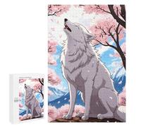 Rompecabezas 1000 PCS para Adolescentes White Wolf in Cherry Blossoms Rompecabezas para Adultos Juego Práctico Decoración del Hogar Cumpleaños Y Navidad 1000 PCS