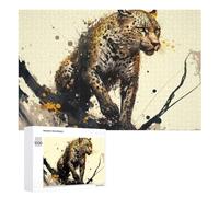 Rompecabezas 1000 PCS para Adolescentes Wild Leopard in Action Rompecabezas para Adolescentes Juegos Divertidos Ensamblaje De Patrones Ayuda Al Cerebro A Ejercitarse 1000 PCS