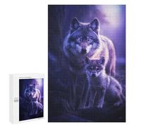Rompecabezas 1000 PCS para Adolescentes Wolf and Pup in Moonlight Rompecabezas para Adultos Juego Familiar Una Obra De Arte como Regalo para Toda La Familia 1000 PCS