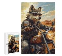 Rompecabezas 1000 PCS para Adolescentes Wolf Biker in Desert Landscape Rompecabezas Juegos Familiares Ensamblaje De Patrones Cumpleaños Y Navidad 1000 PCS