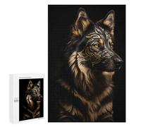 Rompecabezas 1000 PCS para Adolescentes Wolf Gold Dark Animal Rompecabezas para Adultos Juguete Decoración De Pared Difícil Difícil Desafiante De Completar 1000 PCS