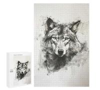Rompecabezas 1000 PCS para Adolescentes Wolf Head in Charcoal Rompecabezas Juego De Ingenio Aliviador De Estrés Desafiante para Completar 1000 PCS