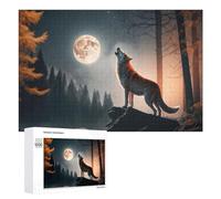 Rompecabezas 1000 PCS para Adolescentes Wolf Howling at Full Moon Rompecabezas para Adolescentes Juegos Divertidos Ensamblaje De Patrones Ayuda Al Cerebro A Ejercitarse 1000 PCS