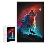 Rompecabezas 1000 PCS para Adolescentes Wolf Howling at Moon -2 Rompecabezas Juegos Familiares Ensamblaje De Patrones Cumpleaños Y Navidad 1000 PCS