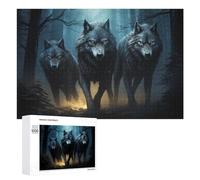 Rompecabezas 1000 PCS para Adolescentes Wolf Pack in Moonlit Forest -1 Rompecabezas para Adultos Juguete Decoración De Pared Mejora La Memoria Ayuda A Ejercitar El Cerebro 1000 PCS