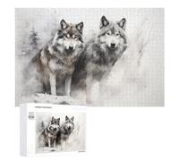 Rompecabezas 1000 PCS para Adolescentes Wolf Pair in Winter Landscape Rompecabezas para Adolescentes Juegos Divertidos Ensamblaje De Patrones Ayuda Al Cerebro A Ejercitarse 1000 PCS