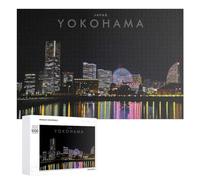 Rompecabezas 1000 PCS para Adolescentes Yokohama Nights City Lights Reflecting on Water Rompecabezas para Adultos Juegos Divertidos Una Obra De Arte Ayuda A Ejercitar El Cerebro 1000 PCS