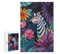 Rompecabezas 1000 PCS para Adolescentes Zebra in Tropical Floral Setting Rompecabezas para Adultos Juego Práctico Regalo De Cumpleaños Regalo De Cumpleaños, Regalos, 1000 PCS