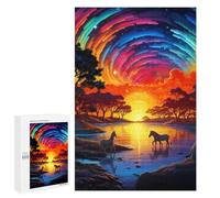 Rompecabezas 1000 PCS para Adolescentes Zebra Serenity Sunset Reflections Rompecabezas para Adolescentes Juegos Divertidos Ensamblaje De Patrones Ayuda Al Cerebro A Ejercitarse 1000 PCS