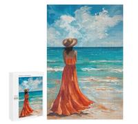 Rompecabezas 1000 PCS para Adultos A Lonely Woman in A Beach Rompecabezas para Adultos Juegos Divertidos Vacaciones En Casa Matar El Tiempo para Cumpleaños, Navidad 1000 PCS
