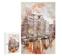 Rompecabezas 1000 PCS para Adultos Amsterdam in Watercolor Rompecabezas para Adultos Juguetes De Bricolaje Pero Divertidos Y Humorísticos para Cumpleaños, Navidad 1000 PCS