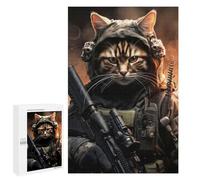 Rompecabezas 1000 PCS para Adultos Animal Soldier Cat Rompecabezas para Adultos Juego De Ingenio Regalo De Cumpleaños Ayuda A Ejercitar El Cerebro 1000 PCS