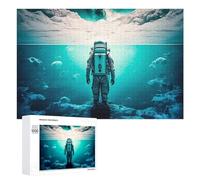 Rompecabezas 1000 PCS para Adultos Astronaut in An Underwater Landscape Rompecabezas De Juguete para Decoración De Pared, Divertido Y Humorístico, Cumpleaños 1000 PCS