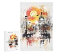 Rompecabezas 1000 PCS para Adultos Autumnal Glow Madrids Metropolis at Sunset Rompecabezas para Adultos Juguetes De Bricolaje Pero Divertidos Y Humorísticos para Cumpleaños, Navidad 1000 PCS