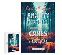 Rompecabezas 1000 PCS para Adultos Bible Verse - Cast Your Anxiety Rompecabezas para Adultos Juegos Divertidos Vacaciones En Casa Matar El Tiempo para Cumpleaños, Navidad 1000 PCS