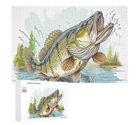 Rompecabezas 1000 PCS para Adultos Big Bass Fish Rompecabezas para Adolescentes Juguetes Antiestrés Desafío Difícil Ayuda A Ejercitar El Cerebro 1000 PCS