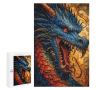 Rompecabezas 1000 PCS para Adultos Blue and Red Dragon Head Rompecabezas para Adultos Juguetes De Bricolaje Pero Divertidos Y Humorísticos para Cumpleaños, Navidad 1000 PCS