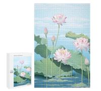 Rompecabezas 1000 PCS para Adultos Blue Japanese Lotus Flower Rompecabezas para Adultos Juegos Divertidos Vacaciones En Casa Matar El Tiempo para Cumpleaños, Navidad 1000 PCS