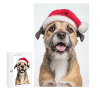 Rompecabezas 1000 PCS para Adultos Border Terrier Dog with Santa Hat Rompecabezas para Adultos Juguete Decoración De Pared Decoración Perfecta Regalos para Reducir El Estrés 1000 PCS