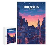 Rompecabezas 1000 PCS para Adultos Brussels Belgium Cityscape at Dusk Rompecabezas Juego Familiar Difícil Oferta Difícil como Regalo para Toda La Familia 1000 PCS