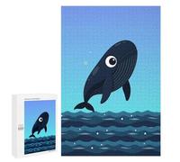 Rompecabezas 1000 PCS para Adultos Cartoon Whale Jumping out of Water Rompecabezas para Adultos Juguete Decoración De Pared Mejora La Memoria Regalo De Cumpleaños, Regalos, 1000 PCS