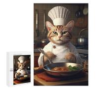 Rompecabezas 1000 PCS para Adultos Cat Chef Pan Cook Rompecabezas para Adultos Juegos Divertidos Vacaciones En Casa Matar El Tiempo para Cumpleaños, Navidad 1000 PCS