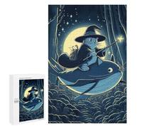 Rompecabezas 1000 PCS para Adultos Cat Wizard Riding Whale in Forest Rompecabezas para Adultos Juguete Decoración De Pared Decoración del Hogar para Cumpleaños, Navidad 1000 PCS