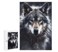 Rompecabezas 1000 PCS para Adultos Charcoal Wolf Portrait Rompecabezas para Adultos Juegos Divertidos Vacaciones En Casa Matar El Tiempo para Cumpleaños, Navidad 1000 PCS