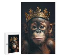 Rompecabezas 1000 PCS para Adultos Chimpanzee Cute King Rompecabezas para Adultos Juguete Decoración De Pared Decoración Perfecta Regalos para Reducir El Estrés 1000 PCS
