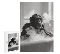 Rompecabezas 1000 PCS para Adultos Chimpanzee Smoking in Bathtub Rompecabezas para Adultos Juego De Ingenio Regalo De Cumpleaños Ayuda A Ejercitar El Cerebro 1000 PCS