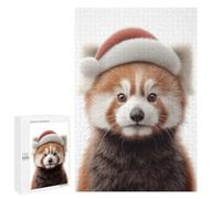 Rompecabezas 1000 PCS para Adultos Christmas Red Panda with Santa Hat Rompecabezas para Adultos Juguete Decoración De Pared Decoración Perfecta Regalos para Reducir El Estrés 1000 PCS