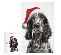 Rompecabezas 1000 PCS para Adultos Cocker Spaniel Dog with Santa Hat Rompecabezas para Adultos Juegos Divertidos Vacaciones En Casa Matar El Tiempo para Cumpleaños, Navidad 1000 PCS