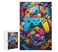 Rompecabezas 1000 PCS para Adultos Colorful Gaming Controllers Collage -4 Rompecabezas para Adultos Juegos Relajantes Decoración Perfecta como Regalo para Toda La Familia 1000 PCS