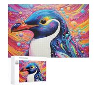 Rompecabezas 1000 PCS para Adultos Colorful Penguin in Abstract Art Rompecabezas De Juguete para Decoración De Pared, Divertido Y Humorístico, Cumpleaños 1000 PCS