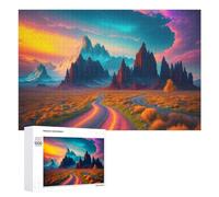 Rompecabezas 1000 PCS para Adultos Colorful Road to Fantasy Mountains Rompecabezas De Juguete para Decoración De Pared, Divertido Y Humorístico, Cumpleaños 1000 PCS